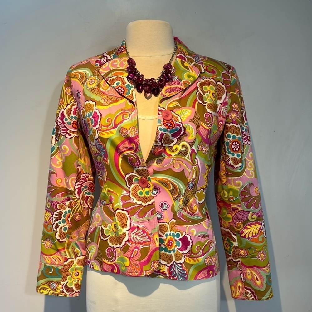 Harve Benard by Benard Holtzman paisley floral cotton blend blazer size 8